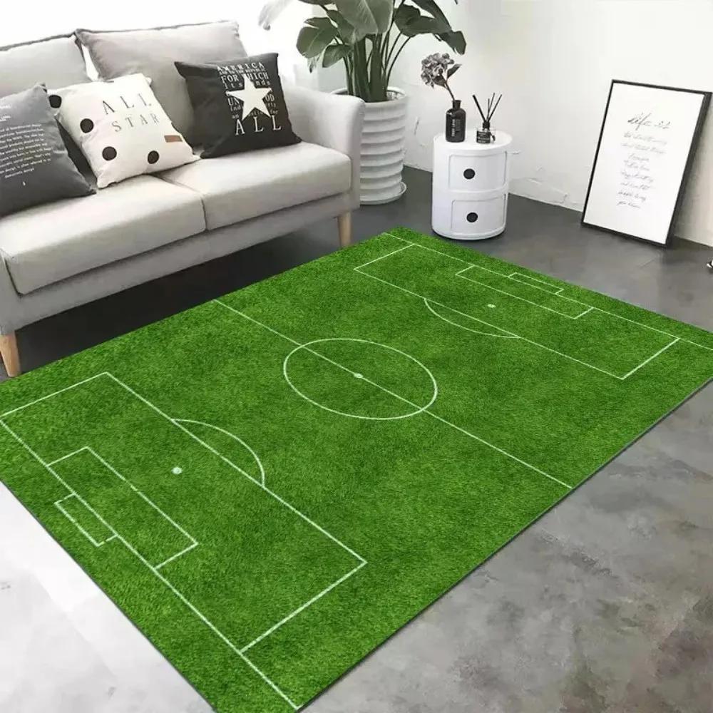 Greenfield Football Court Rug Durable Anti-Slip Living Room Floor Mat Large Size Sofa Coffee Table Rug Home Decoration