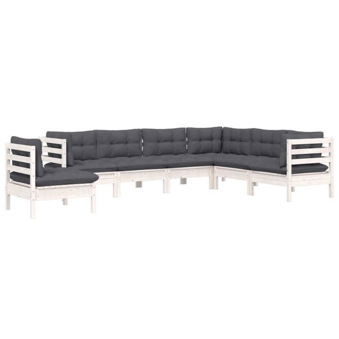 VidaXL Solid Pine Wood Garden Lounge Set 7 Pcs with Cushions Patio Furniture Outdoor Furniture Garden Furniture 3096720