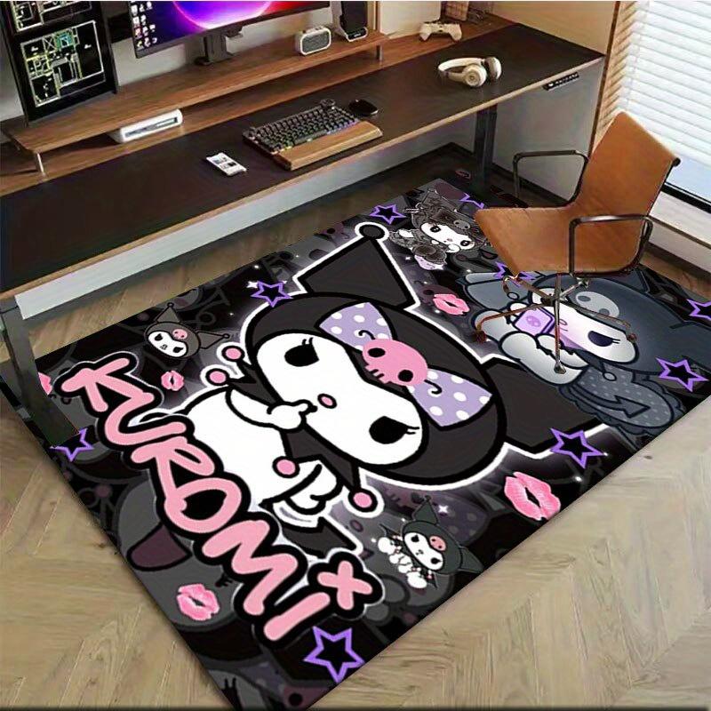 1pc Sanrio Kuromi Mermaid Printed Office Carpet Rectangle Rug Under The Table,Perfect Room Decor for Living Room, Bedroom, Kitchen, Non-slip Floor Mat
