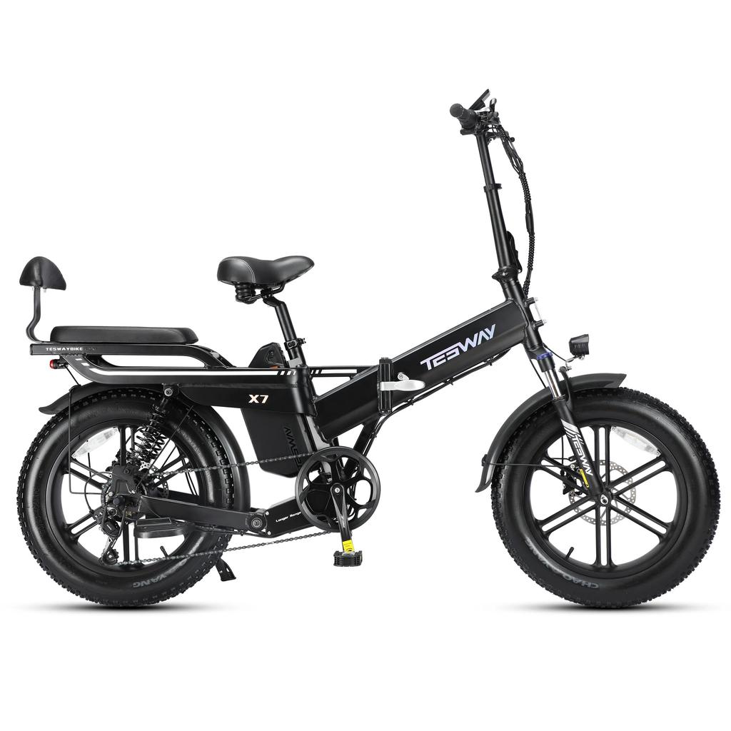 Tesway X7 City Commuter E-Bike, 750W, 48V 30Ah, Up To 45km/h, Full Suspension, Shimano 7-Speed, 20"×4.0" Tires, Disc Brakes, Foldable Design, IPX6