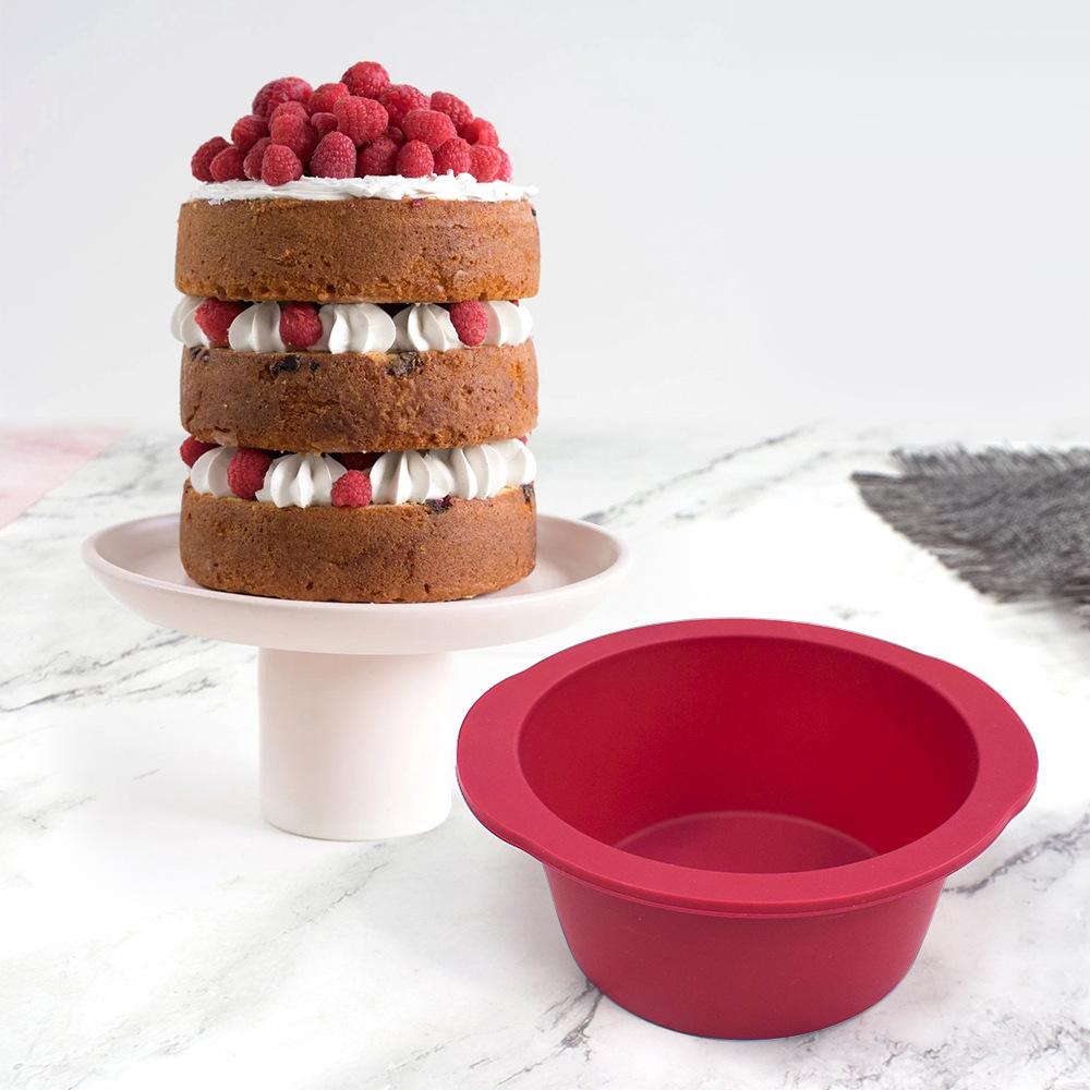3PCS/SET Round Silicone Mold 4inch 6inch 8inch Red Pastry Cake Chocolate Molds DIY Home Baking Pan Mould Bakeware Tools
