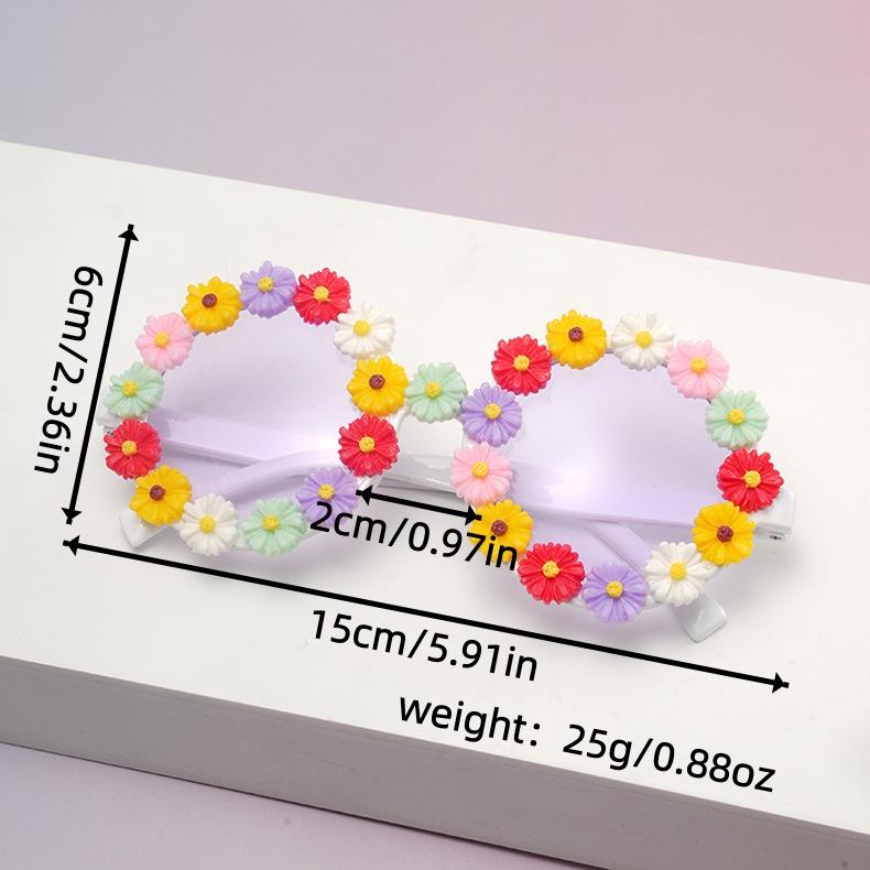 2026 Neue Gänseblümchen Sonnenbrille Runde Gläser Floral Verziert Mode Brille Für Sommerpartys Geburtstagsgeschenk KJ216