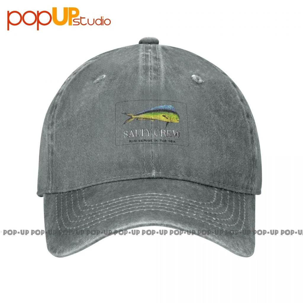 Salty Crew Fish Sail Dive P Washed Denim Baseball Cap Trucker Hats Unisex Best Seller