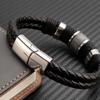 Genuine Leather Bracelet for Men, Vintage, Multilayer, Brown, Business Style, Formal Occasions Jewelry, Male Wrist Bangle Gift
