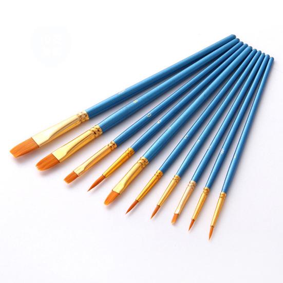 10Pcs Watercolor Gouache Painting Brushes Soft Nylon Hair Pens Art Supplies