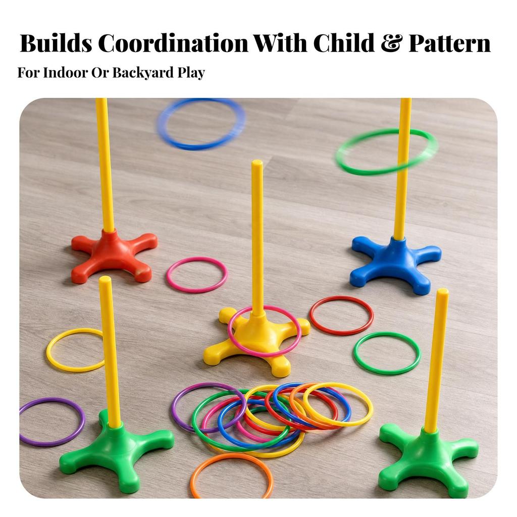 Loop Toss Set with Storage Bag Interactive Plastic Game for Children