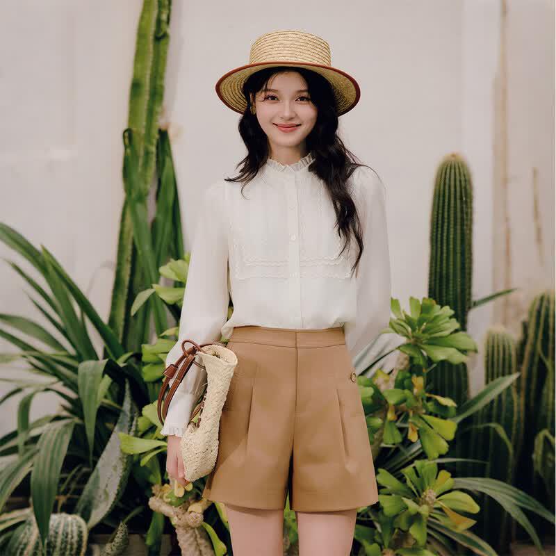 Women's Lace Splicing Commuter Shirt