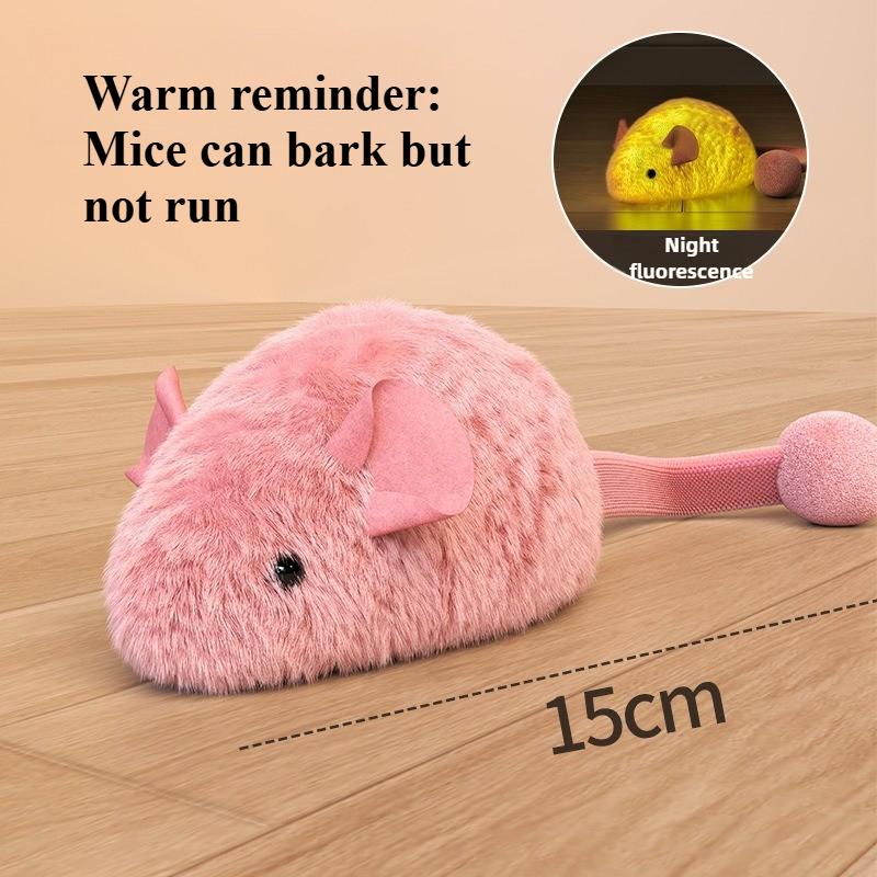

Cat Mouse Interactive Plush Toys Plush Cat Chew Toy Boredom Kitten Game Indoor Plush Mice Luminous Pink Toys for Cats рожевий