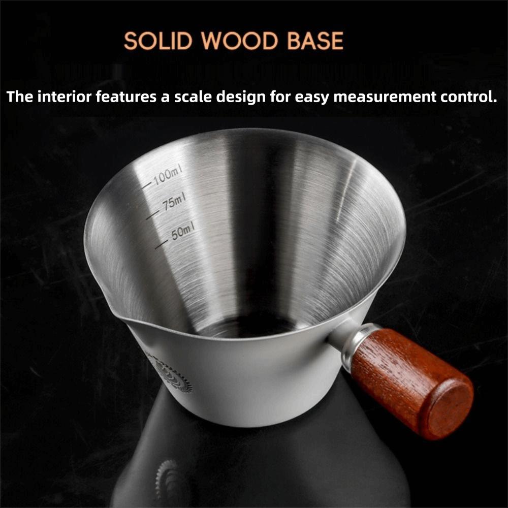 V-shaped Spout Coffee Espresso Cup Wooden Handle Coffee Extract Cup Coffee Measuring Cup  Home