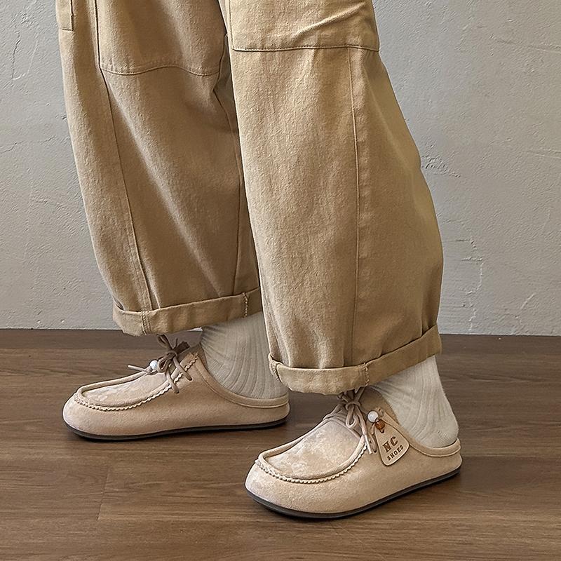 Fashion Retro Men's Half Slippers Outdoor Fashion Single Shoes Comfortable Casual Flat Shoes Cow Leather Slippers Soft Mules Potato Shoe