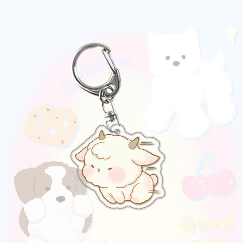 Running Animal Cat Dogs Pets Acrylic Funny Toy Animal Key Ring for Women Men DIY Car Handbag Phone Case Pendant Accessories Gift