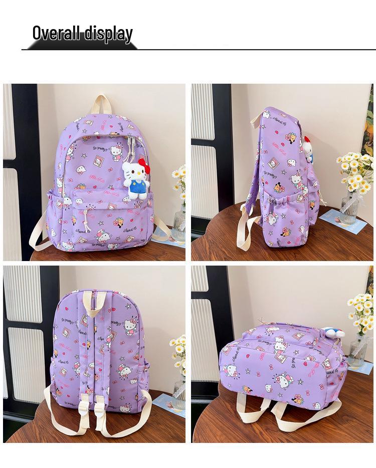 Large Capacity Cute Cartoon KT Cat Backpack for Middle School Girls - Lightweight and Perfect for Back To School