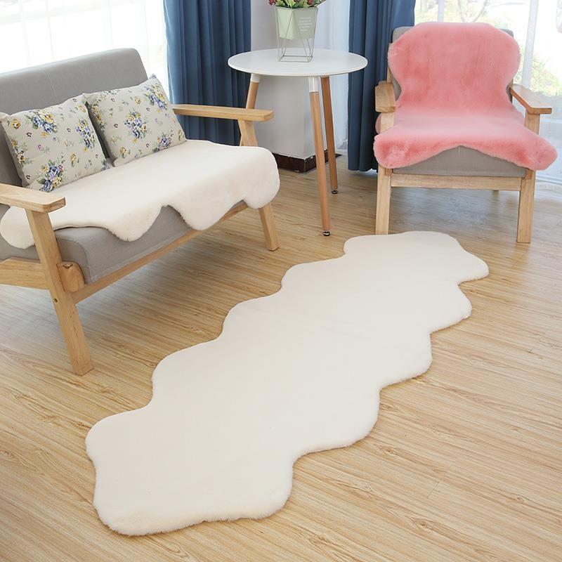 Plush White Faux Rabbit Fur Blanket & Nordic Style Sofa Cushion