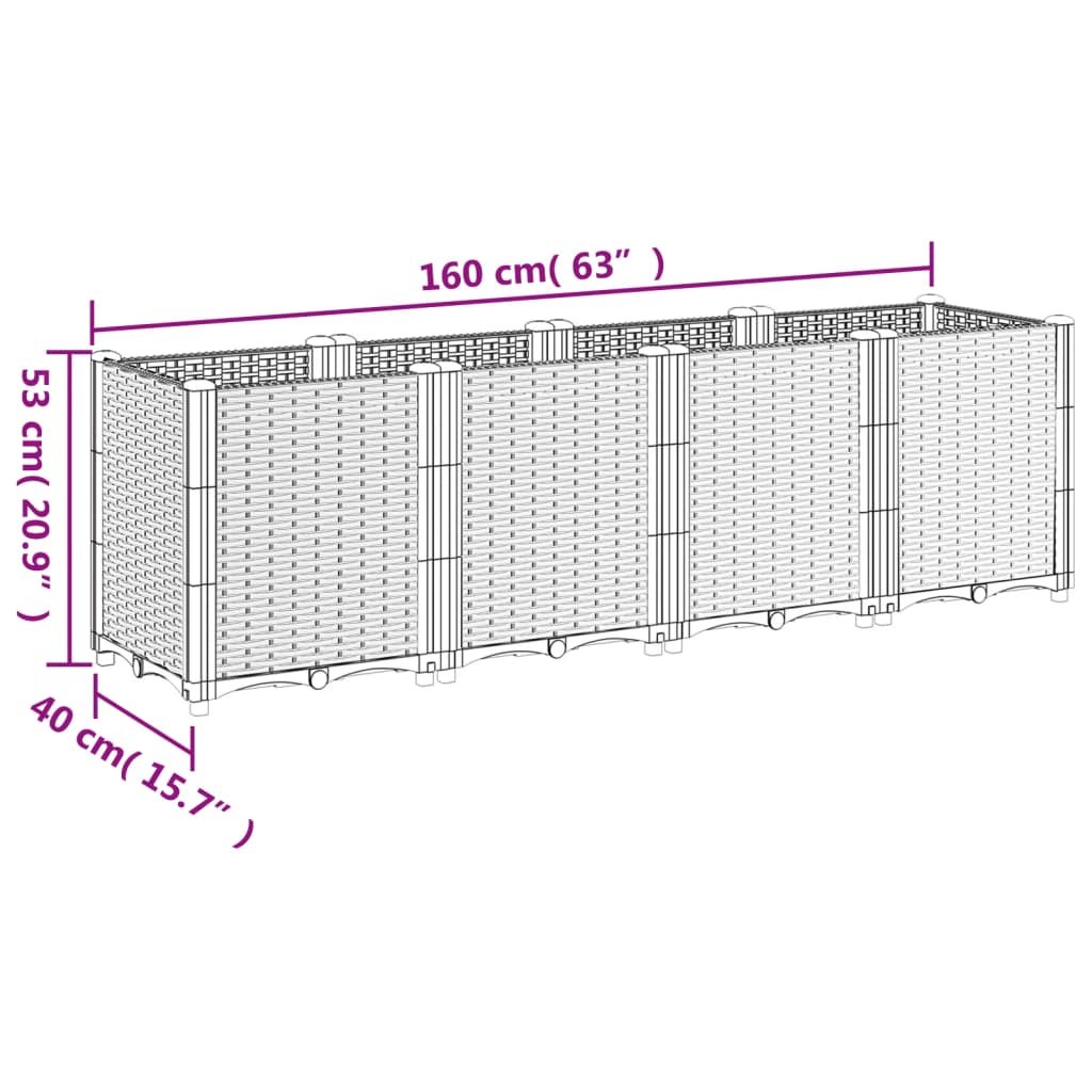Planter Box White 160x40x53 Cm PP