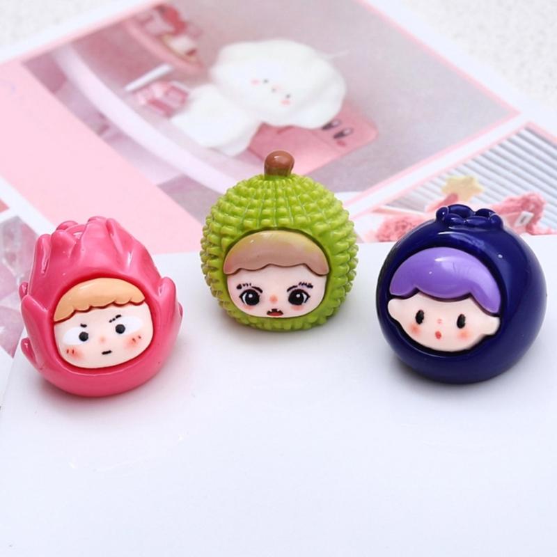Fashionable Set of 9 Lovely Fruit Girl Resin Charm for Craft Supplies and Jewelry Making Assorted Colorful Designs