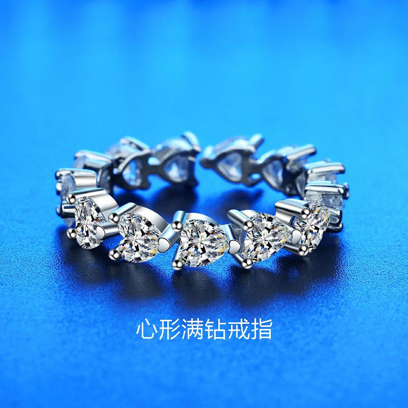 925 Silver Ring Heart AAA Zircon Open Adjustable Engagement For Women Wedding Fashion Jewelry Party Gifts
