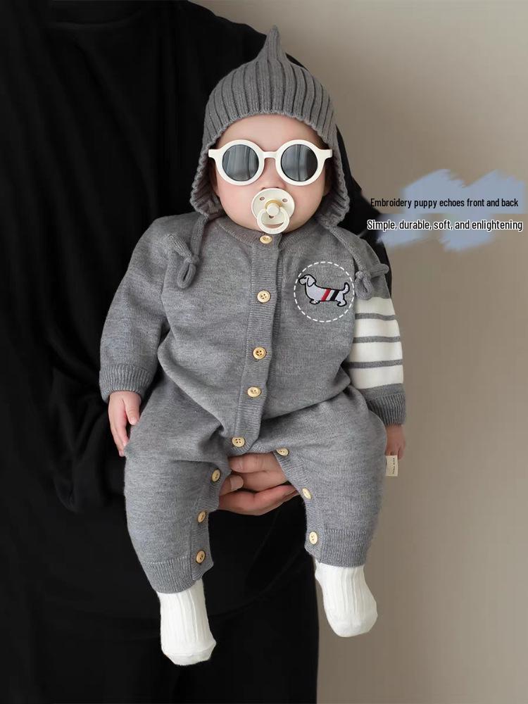 Korean Style Autumn Baby Girls' Onesie - Fashionable Toddler Spring Outfit 100-Day Full Moon Climbing Suit