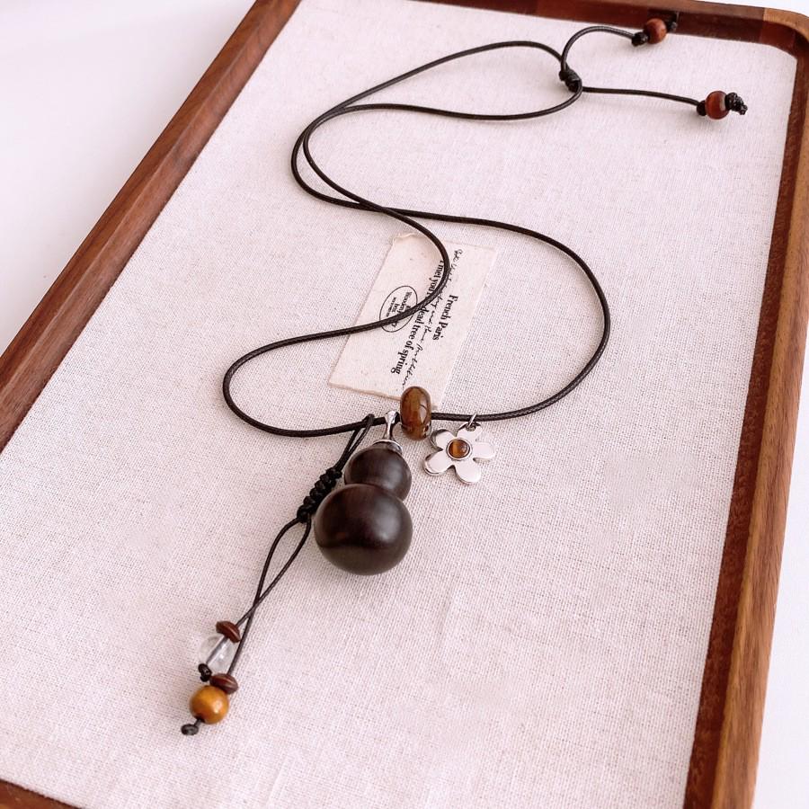 Sun & Stone Pendant Necklace - Titanium & Stainless Steel Clavicle Chain Jewelry