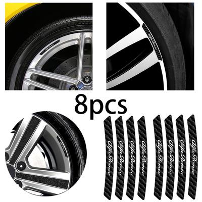 8pcs Aluminum Car Wheel Rim Stickers Decal Auto Styling Accessories For Giulia Stelvio Giulietta Tonale Disco Volante