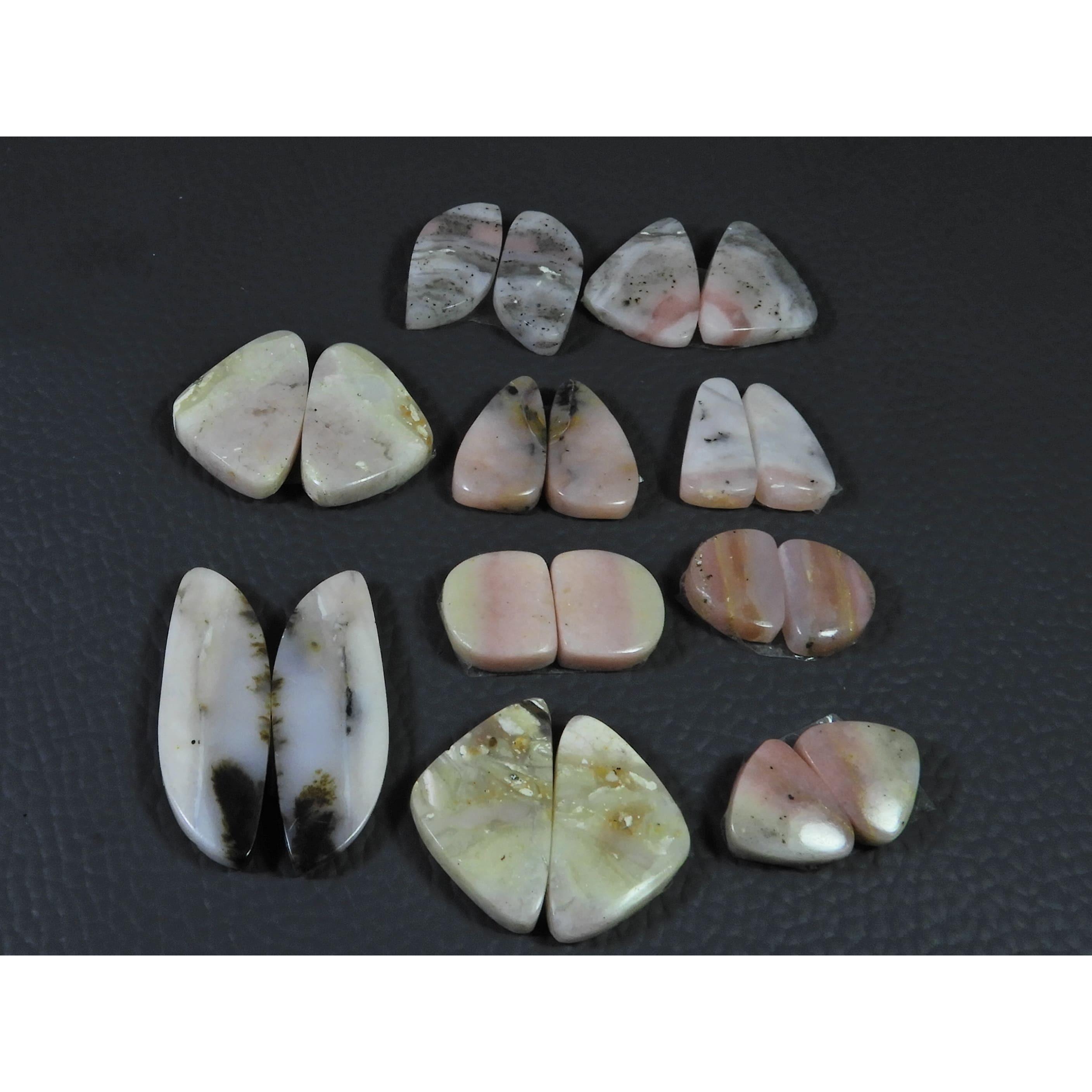 

125Cts. Natural Pink Opal Matched Pair Fancy Cabochon Gemstone 9Pair Lot C-444