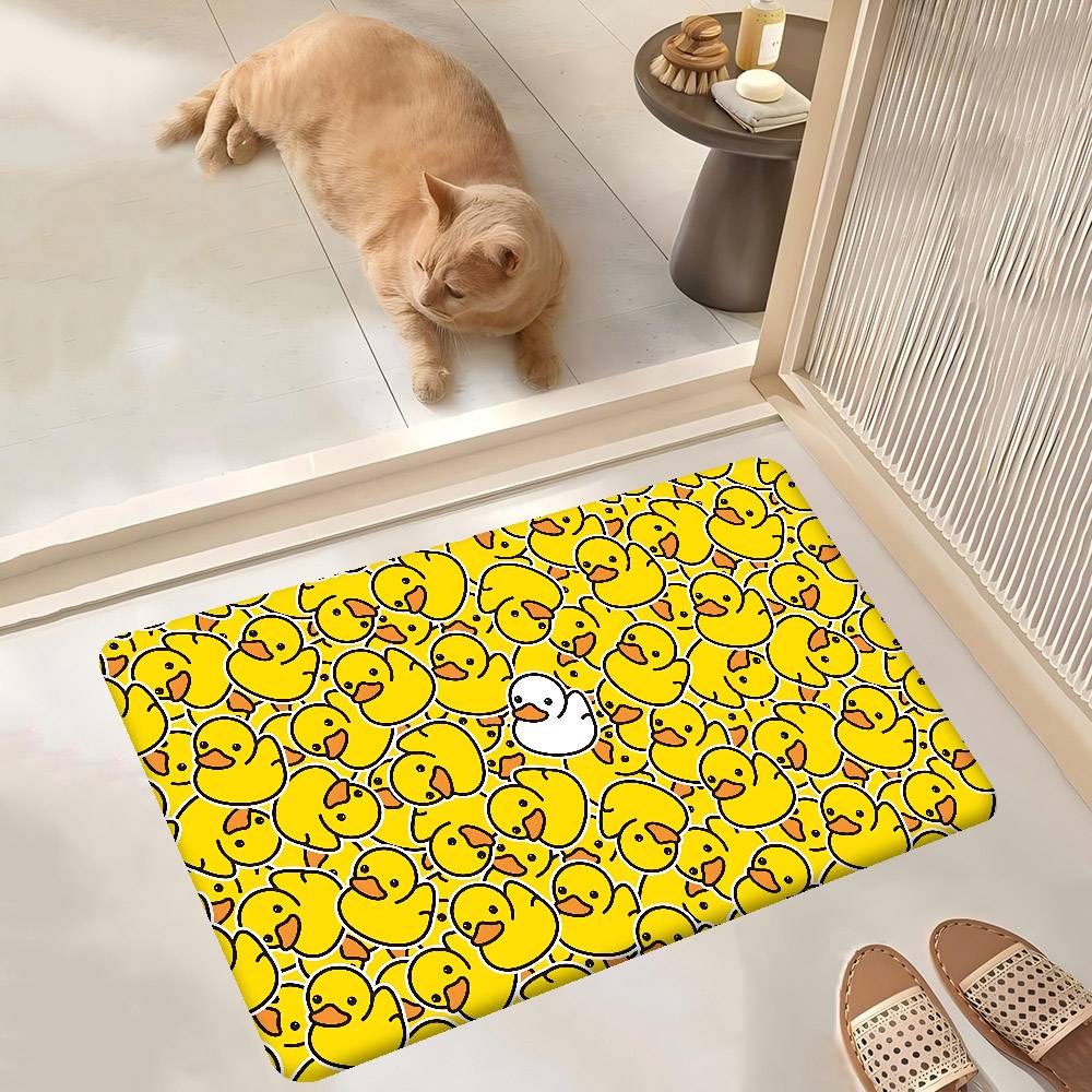 Yellow Duck Cartoon Pattern Floor Carpet Nordic Style Home Doormat Bathroom-Toilet Mats Bedroom Bedside Mats