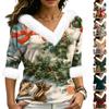Women's Elegant Christmas V-Neck Top for Party, Date and Everyday Wear