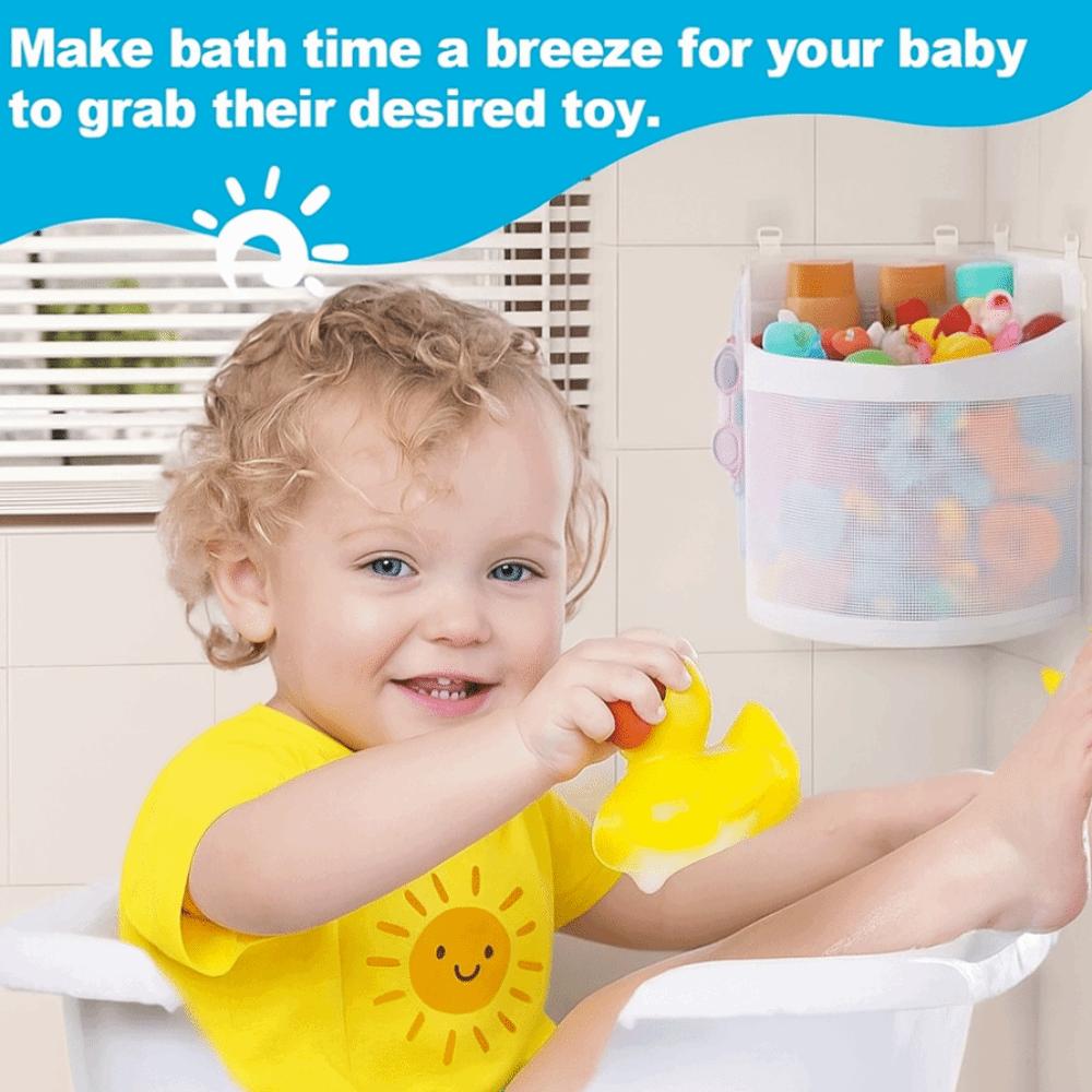 Wall Hanging Baby Bath Mesh Bag Large Capacity Kids Toy Storage Basket