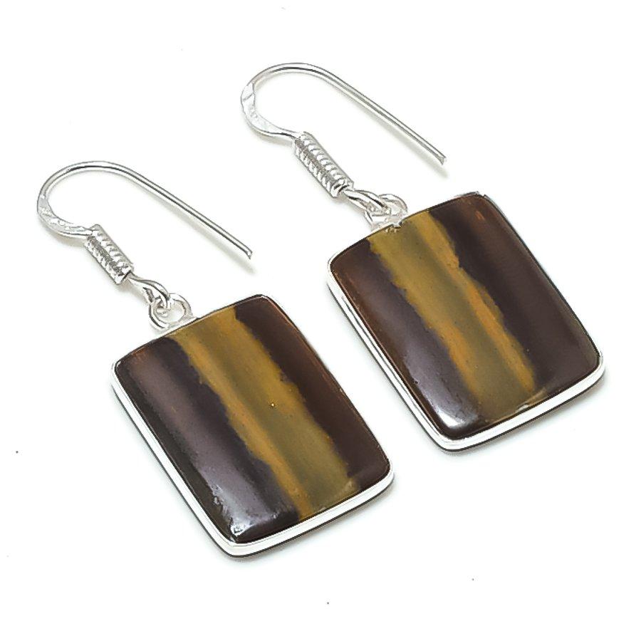 

Natural Picasso Jasper Gemstone 925 Sterling Silver Jewelry Earring 1.58 AEE-10983