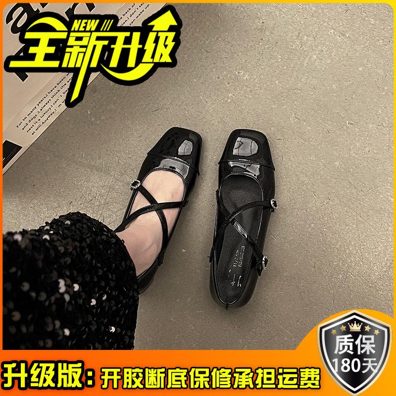 Silver single shoes of the same style women's spring new versatile light mouth retro Mary Jane shoes
