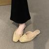 Gentle bag head half slippers outer wear women's shoes spring and summer 2025 new suede bow with skirt flat shoes