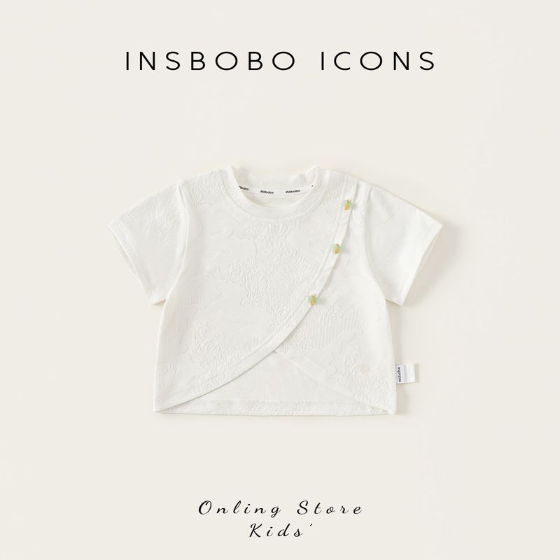 Insbobo Girls  Short-Sleeved 2026 Summer New Style Baby Girl T-Shirt Versatile Kidsren s Tops Casual Girls  Kidsren s Clothing Rice White 80