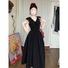 Sleeveless long dress temperament beautiful skirt v-neck black dress children's summer new