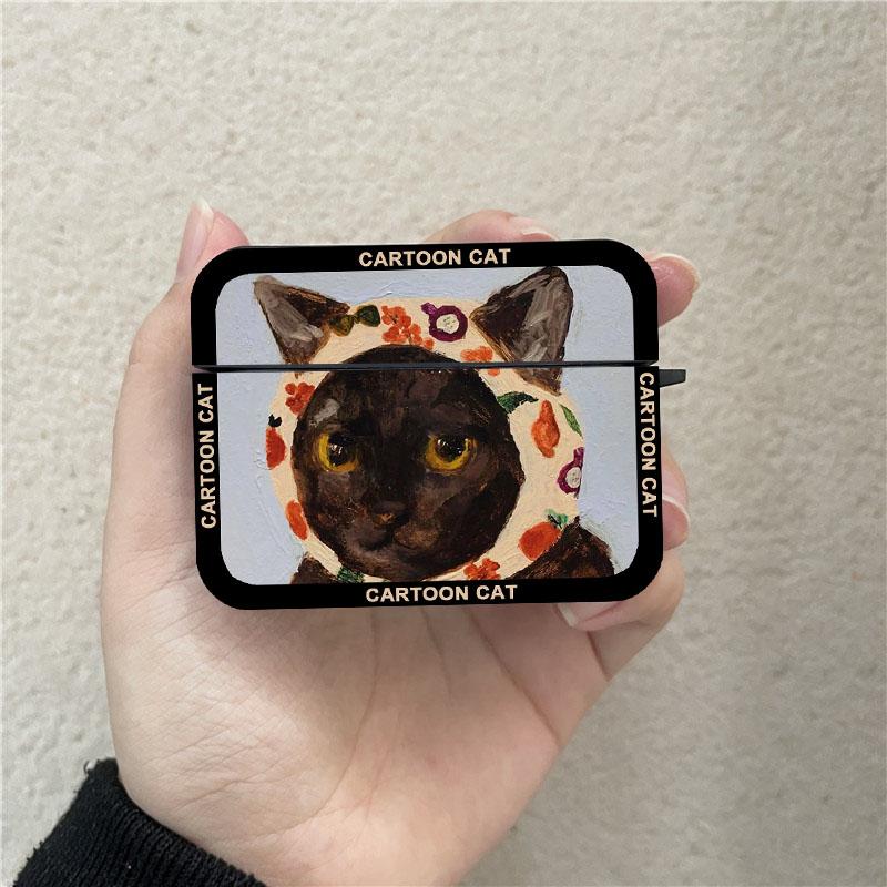 

Cute Cat Starry Sky Cat Case for Apple AirPods Pro2 3 2 1 Pro Black Wireless Bluetooth Earphone Box Van Gogh Art Cover Airpods 3(2021)