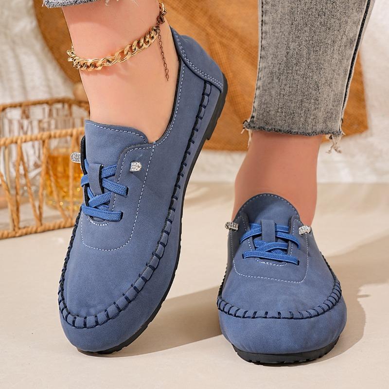 New Women's Plus‑Size Slip‑On Lazy Shoes, Soft‑Sole Casual Footwear With Hand‑Stitched Details