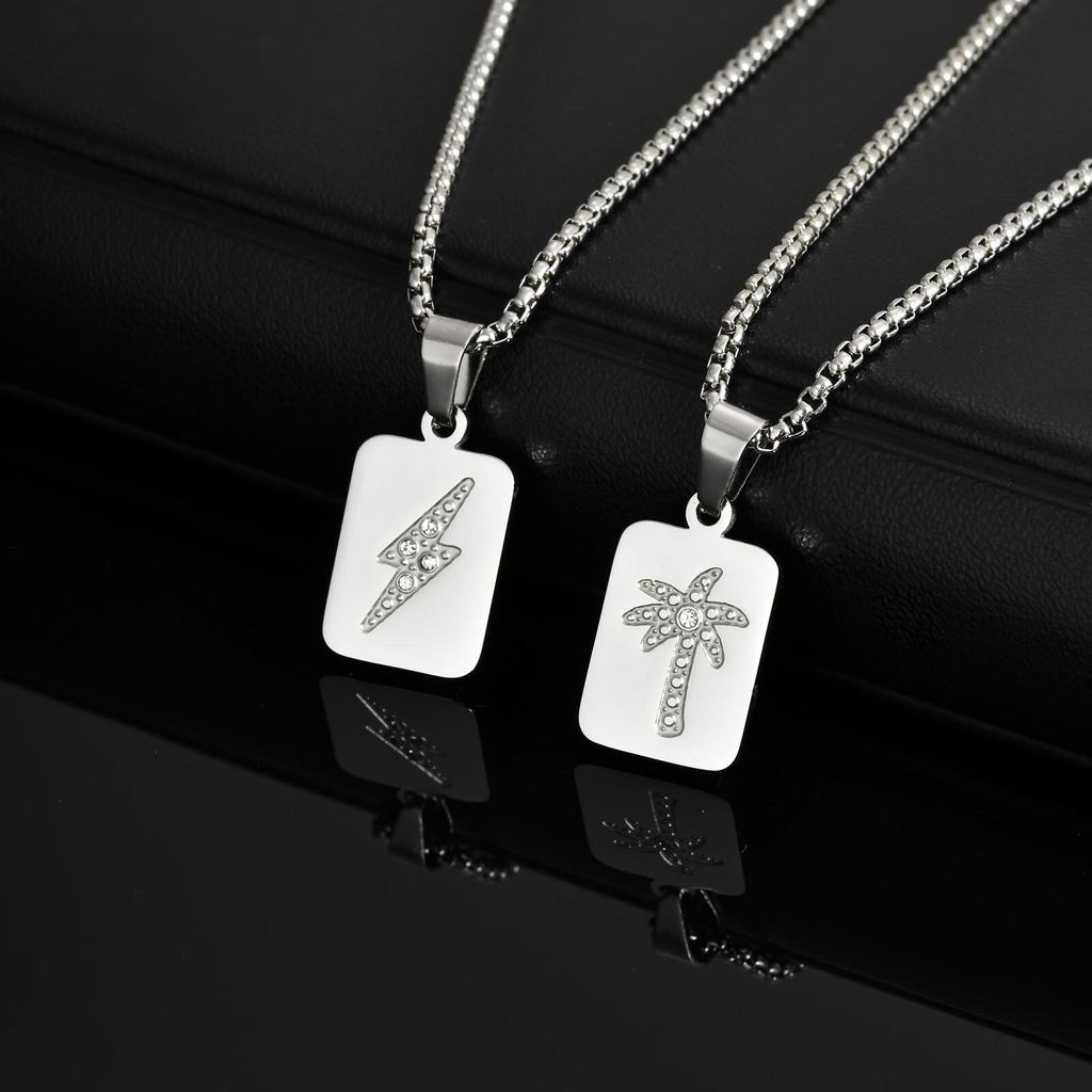 Stilvolle Herren-Mehrlagenkette, Wasserdichte Quadratische Metallkette aus Edelstahl mit Mini-Zirkonia, Hip-Hop Gestapelter Kragen Geschenk
