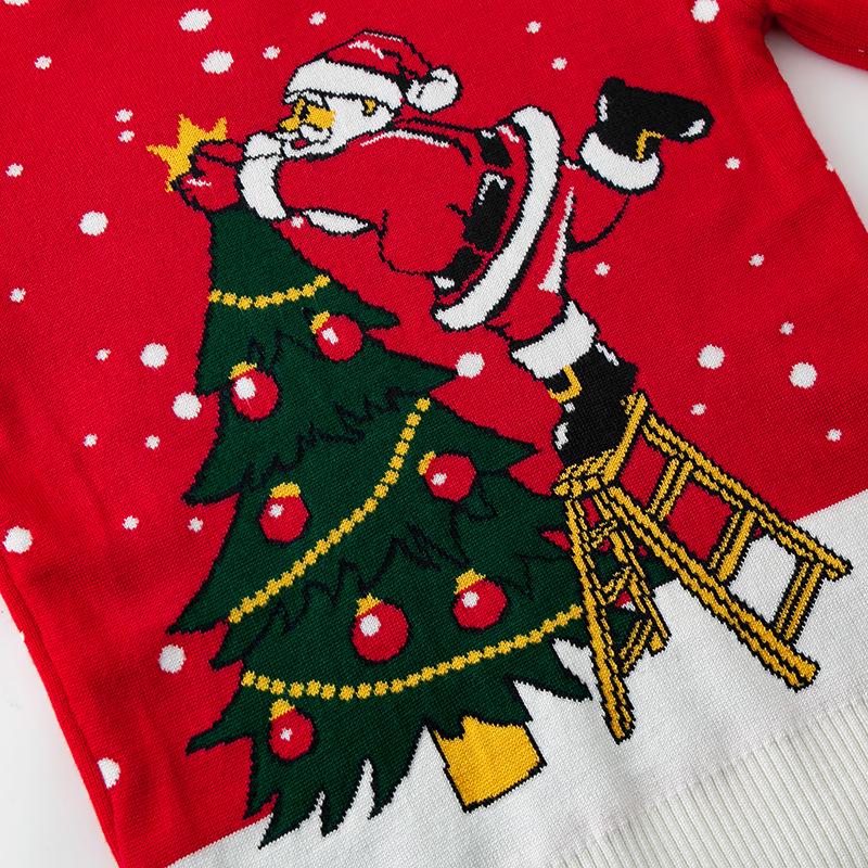 Christmas Family Pullover Sweater - Parent-Child Tree Jacquard Knit