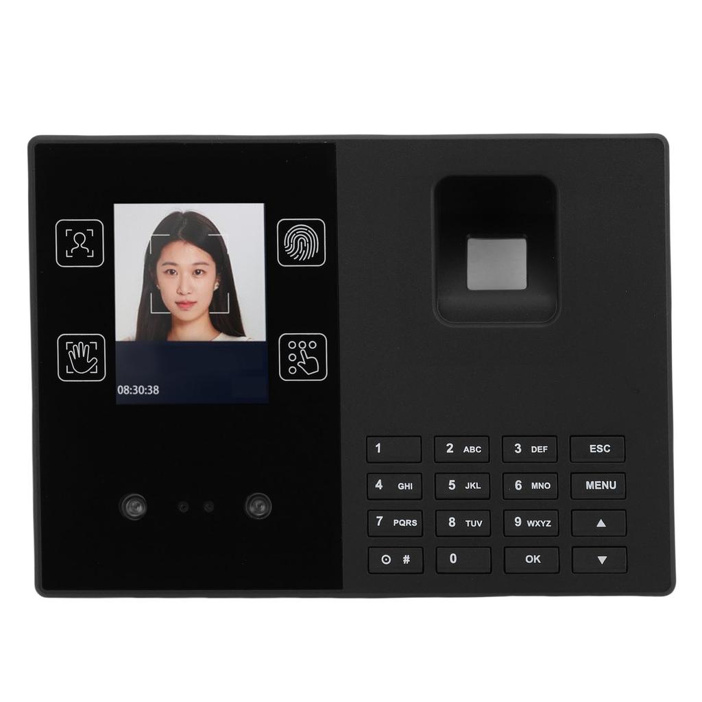 4 In 1 Employee Attendance Machine Facial Fingerprint Palm Print PIN Recognition Time Clock for Small Business EU Plug