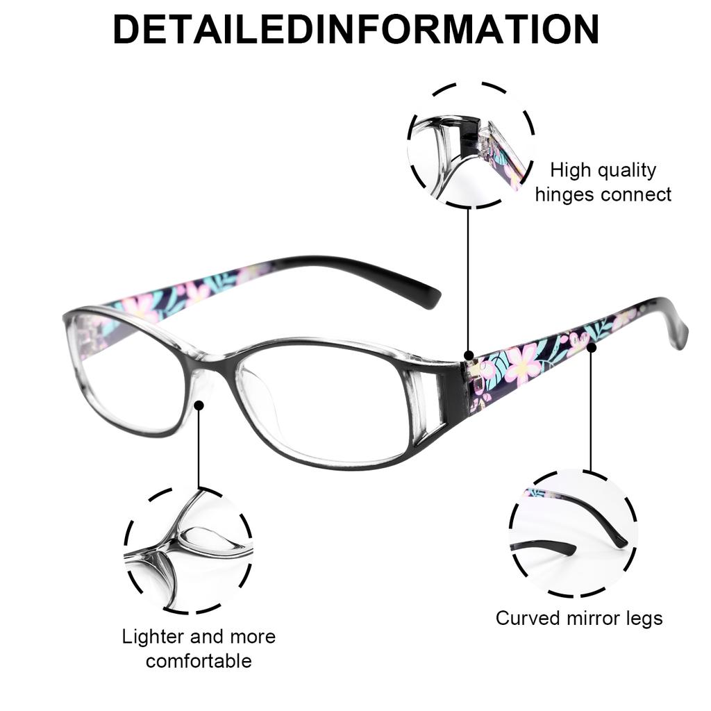 2pcs Men And Women's Anti-Blue Light Reading Glasses Reading Glasses Floral Pattern Reading Glasses Hollow Out Temple +1.0~+4.