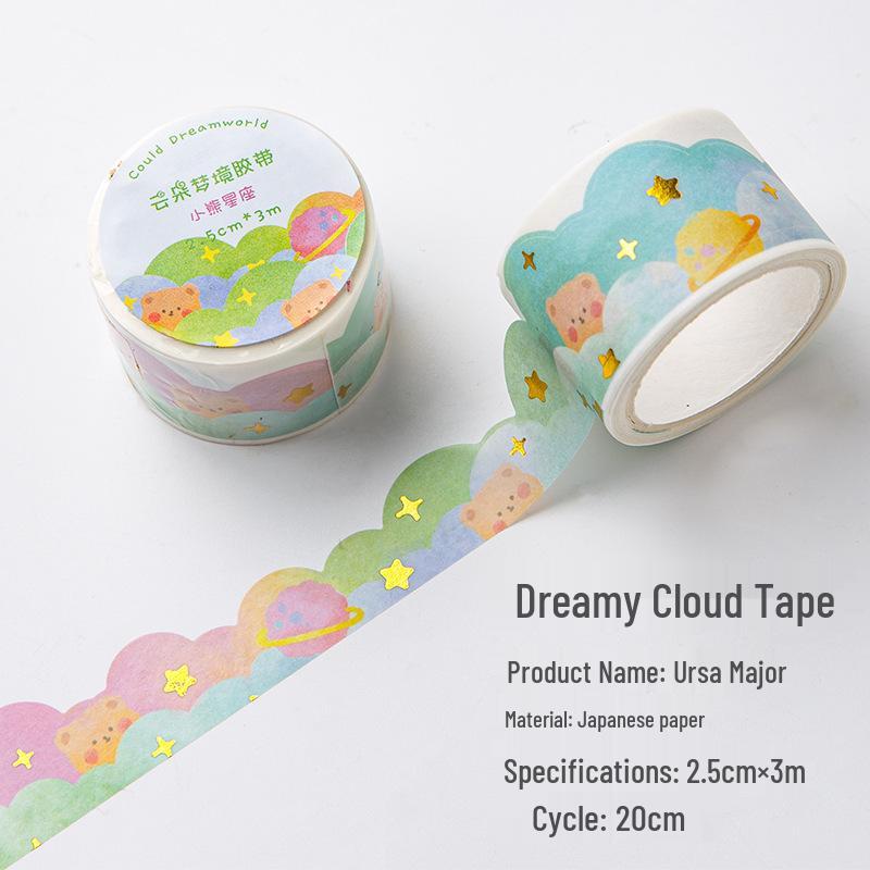 Cloud Dream Gold Foil Scenery Washi Tape - Decorative Journal Sticker Roll
