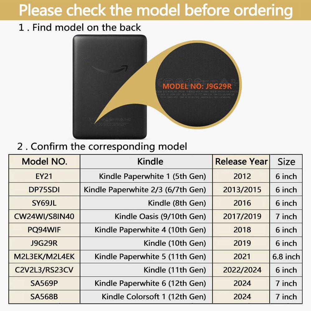 Foldable Stand Case for Kindle Paperwhite Colorsoft 1 2 3 5 6 10th 11th 12th Generation 6 6.8 7 Inch Pouch Cover