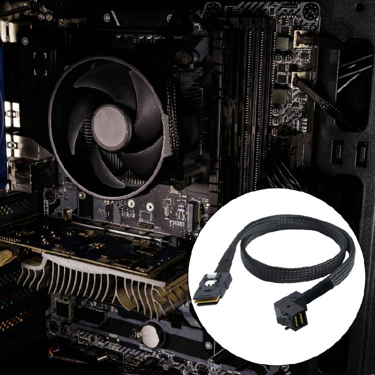 SFF 8087 to 90 Degree MiniSAS 8643 Internal Coaxials Cable for Connection of Hard Drives and Servers