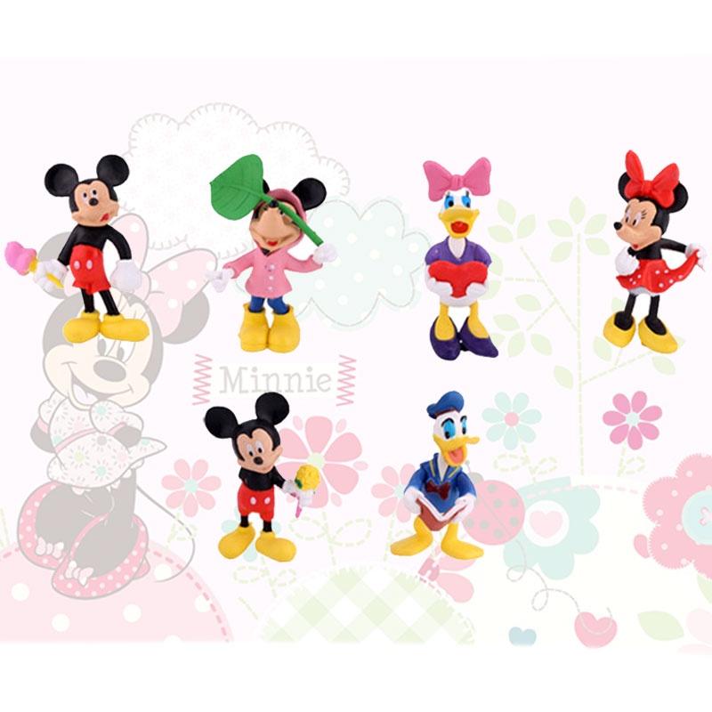 6pcs/set Disney Minnie Mouse Pvc Figurines For Cake Decoration And Children Gift