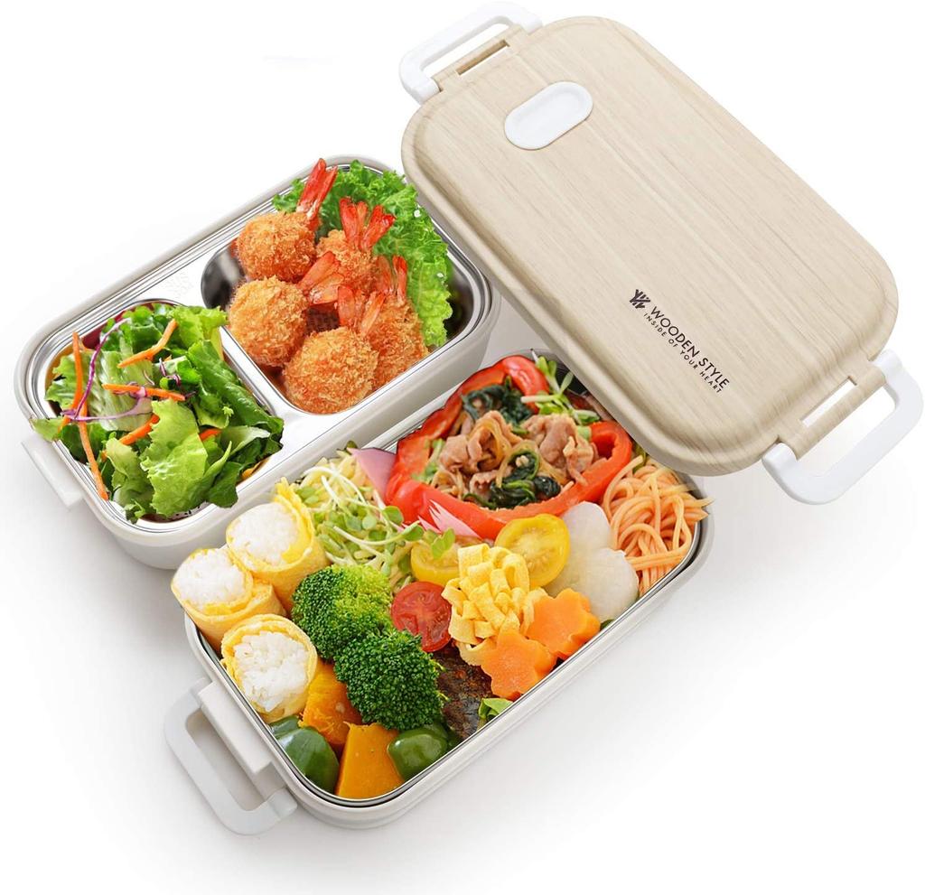 1600ml Large Capacity Lunch for High School and Commuters Two-Tier Box, Leak-Proof, Stylish, Lightweight, Microwave-Safe, Women, Men, Students,