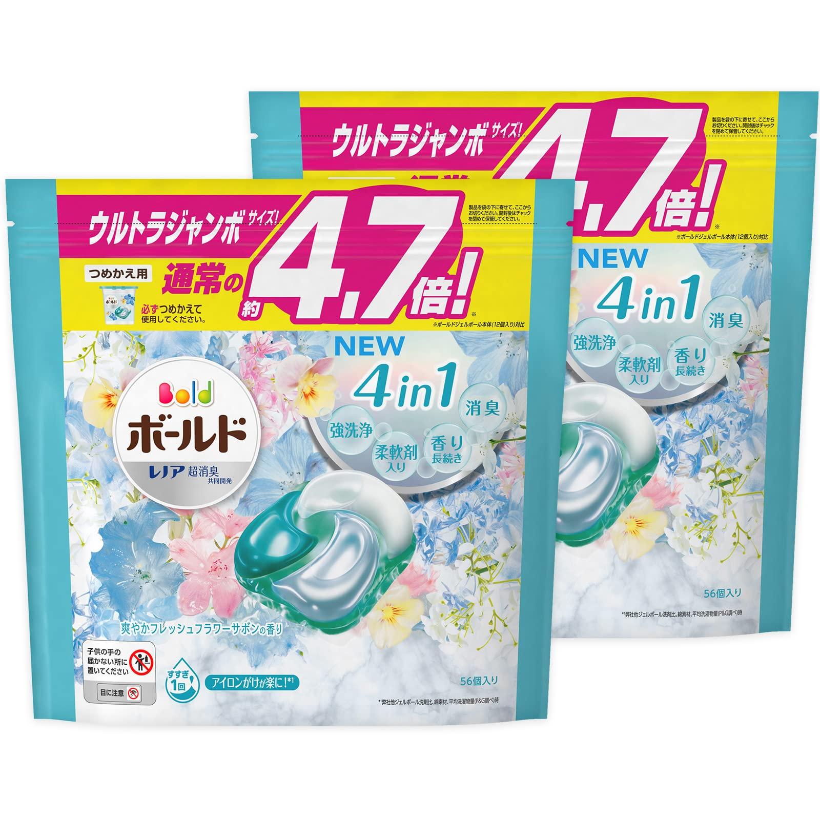 

Bold Laundry Detergent Gel Ball 4D Refreshing Fresh Flower Savon Scent Refill Large Capacity 56 Pieces x 2 Bags [Bulk Purchase] синий