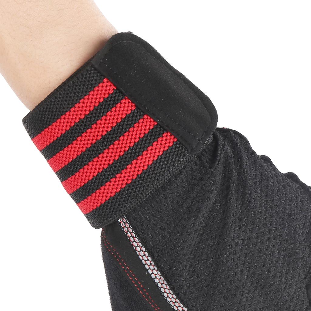 Half Finger Cycling Protective Gloves AntiSlip Brthable Gloves(Red )