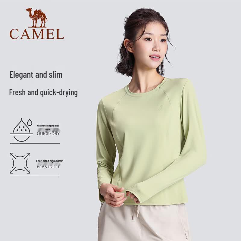 Camel Women's Quick-Dry Long-Sleeve Yoga T-Shirt