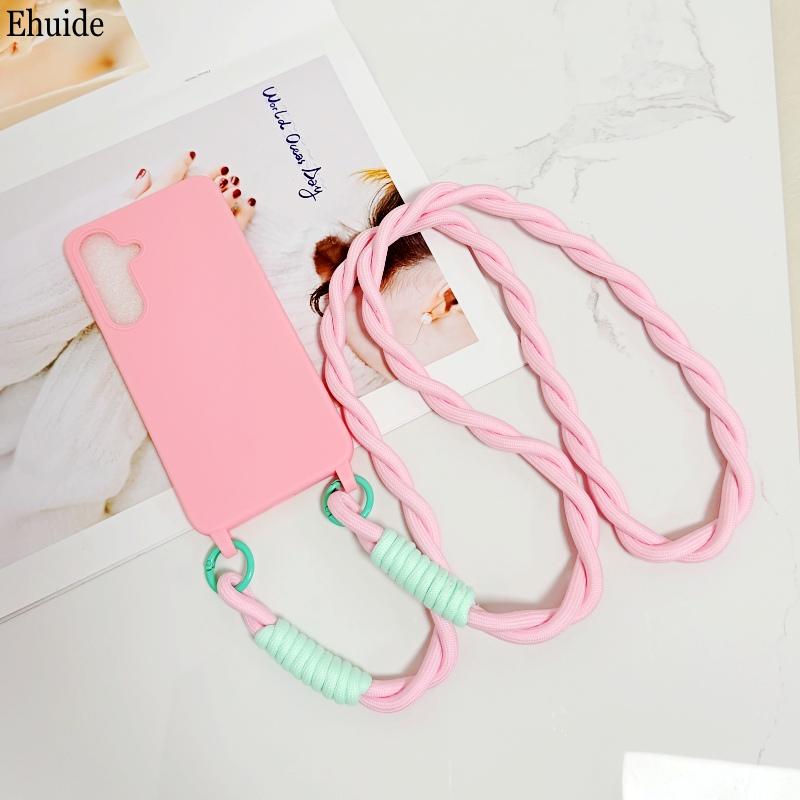 Lanyard Case For Samsung Galaxy A17 A07 A16 A56 A36 A26 A55 A35 S25 Ultra Shockproof Crossbody Neck Cord Strap Candy Soft Cover