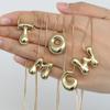 Creative A-Z Balloon Bubble Letter Pendant Neckalce for Women 18k Gold Plated Chunky Initial Necklaces Zircon Birthday Gift