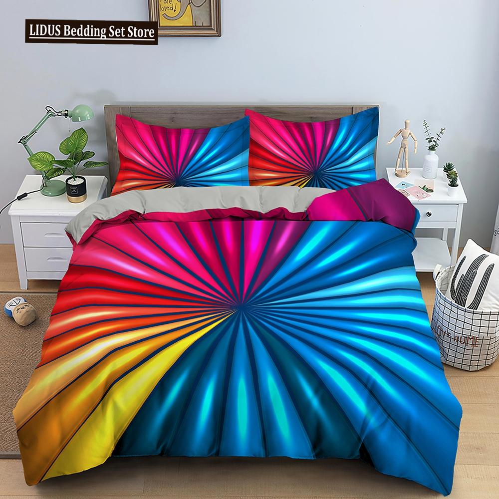 Psychedelic Duvet Cover Set For Kid Adult Boy Comforter Cover Fractal Art Abstract Artwork Polyester Bedding Set King Queen Size
