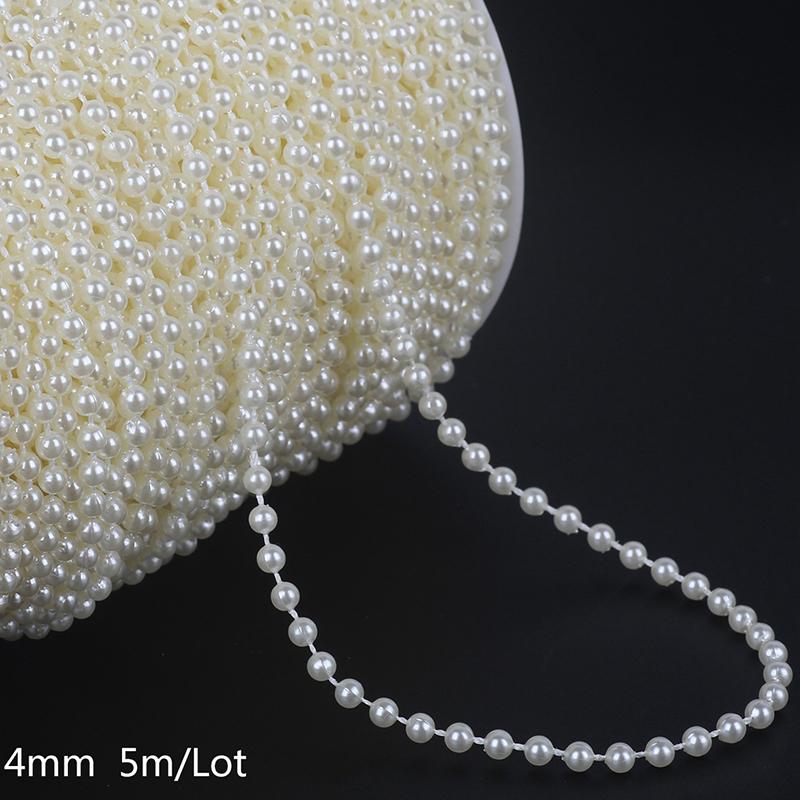 

5Meter/Lot White Circular Pearl Chain Simulated 4/5/6mm Size Pearl Chains Wedding Party Festival Art Handmade DIY Decoration ZYF